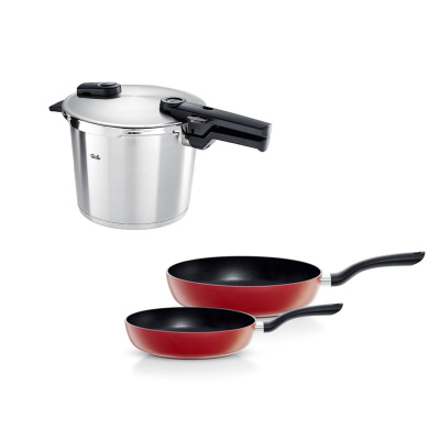 Fissler Vitaquick Premium 6 Litre Düdüklü Tencere + Kırmızı Cenit Tava Set - FISSLER