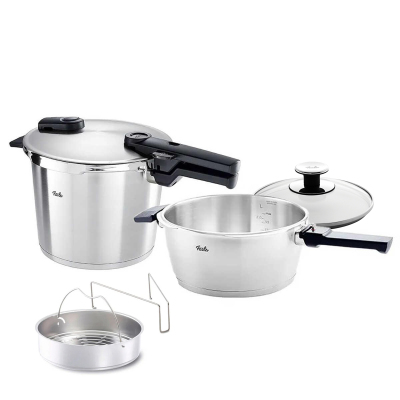 Fissler Vitaquick Premium 6+3,5 Litre Düdüklü Tencere + Buharda Pişirme Aparatı - FISSLER