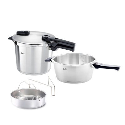 Fissler Vitaquick Premium Mat 8+4 Litre Düdüklü Tencere + Buharda Pişirme Aparatı - FISSLER