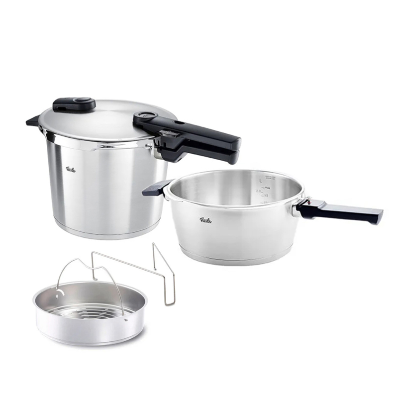 Fissler Vitaquick Premium Mat 8+4 Litre Düdüklü Tencere + Buharda Pişirme Aparatı - 1