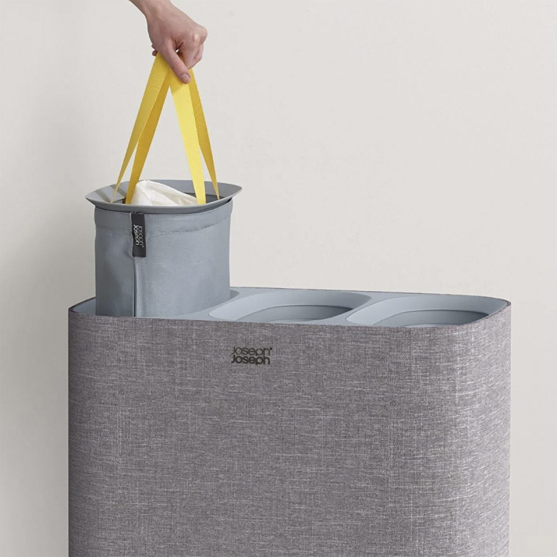 Joseph Joseph Tota Trio 90 Litre 3 Bölmeli Çamaşır Ayırma Sepeti Gri - 5