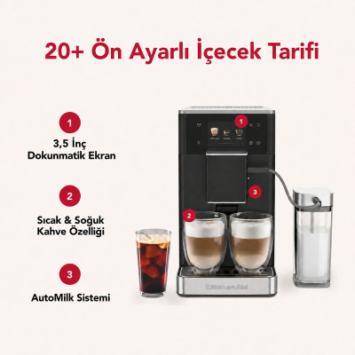 KitchenAid Tam Otomatik Buzlu Kahve Özellikli Espresso Makinesi KF4 Mat Siyah - 4
