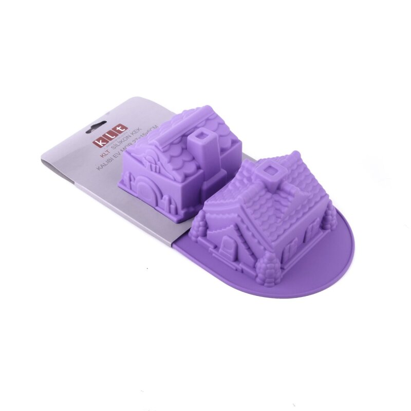 Klt Silikon Kek Kalıbı Ev Mor 27X15X6Cm - 1