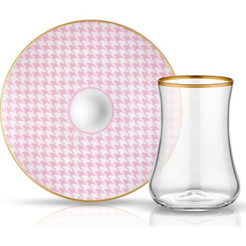 Koleksiyon Dervish Çay Seti 6'lı Ekose Pembe - 1