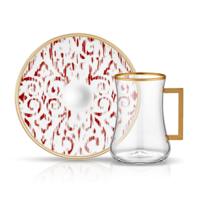 Koleksiyon Dervish Kulplu Çay Seti 6'lı Nomad Bordo - KOLEKSIYON