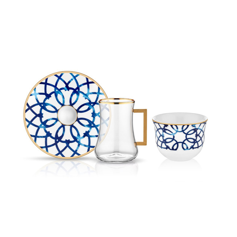 Koleksiyon Dervish Kulplu Gawa 6'lı Çay Seti Bianca - 1