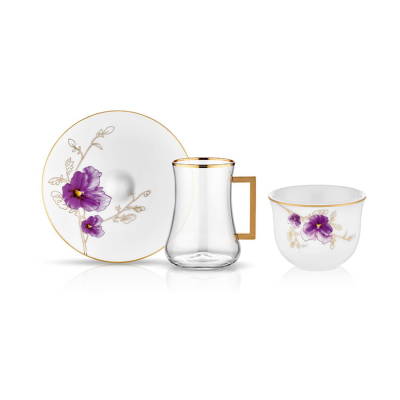Koleksiyon Dervish Kulplu Gawa 6'lı Çay Seti Violet - KOLEKSIYON