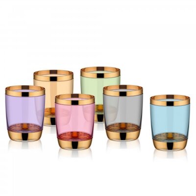 Koleksiyon Shah Bardak Seti 6 Lı Hanedan Parlak Altın Pr - KOLEKSIYON