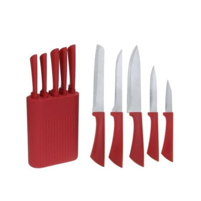Koopman Blok Bıçak Set Kırmızı 6 Parça - KOOPMAN
