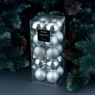 Koopman New Year 20 Parça Yılbaşı Topu Platin 40 mm - KOOPMAN