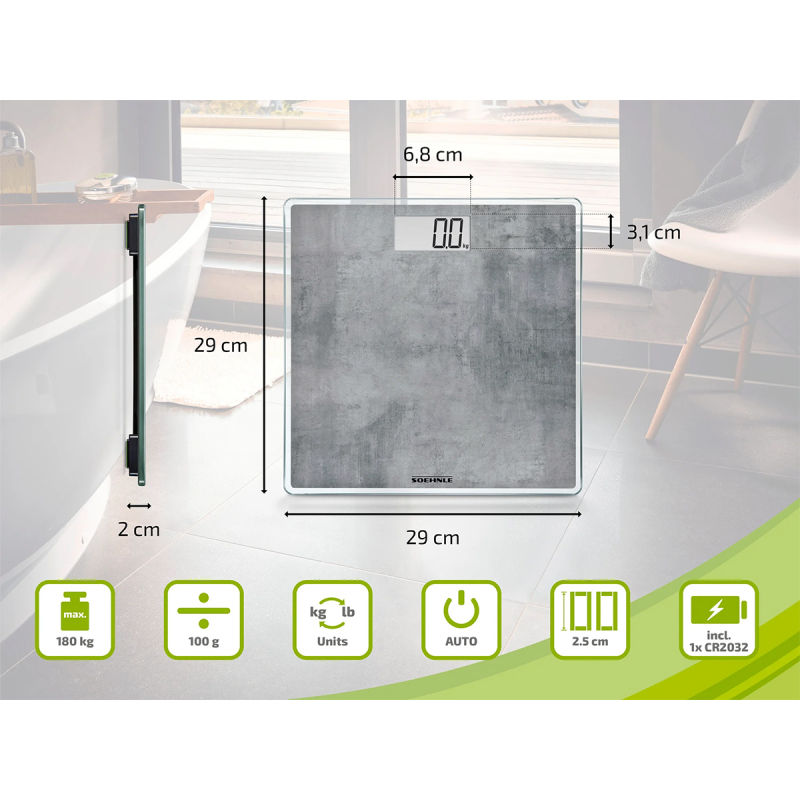 Leifheit Style Sense Compact Concrete Dijital Kişisel Terazi - 3