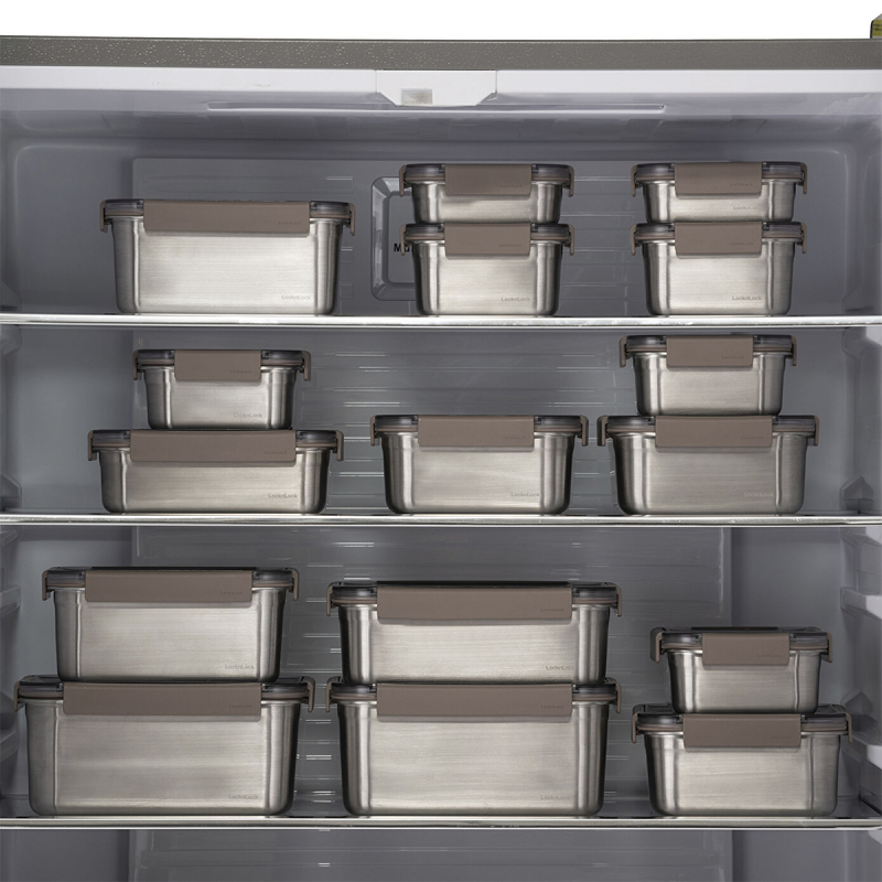 LocknLock Paslanmaz Çelik Fırın & Saklama Kabı Dörtgen Kilitli 1000 ml Kahverengi - 3