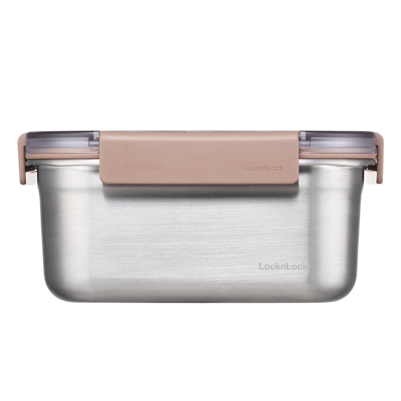 LocknLock Paslanmaz Çelik Fırın & Saklama Kabı Dörtgen Kilitli 1.5 Litre Kahverengi - 1