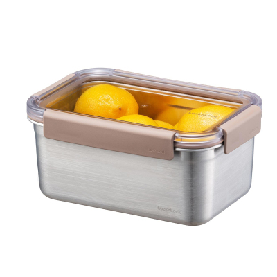 LocknLock Paslanmaz Çelik Fırın & Saklama Kabı Dörtgen Kilitli 1.5 Litre Kahverengi - 3