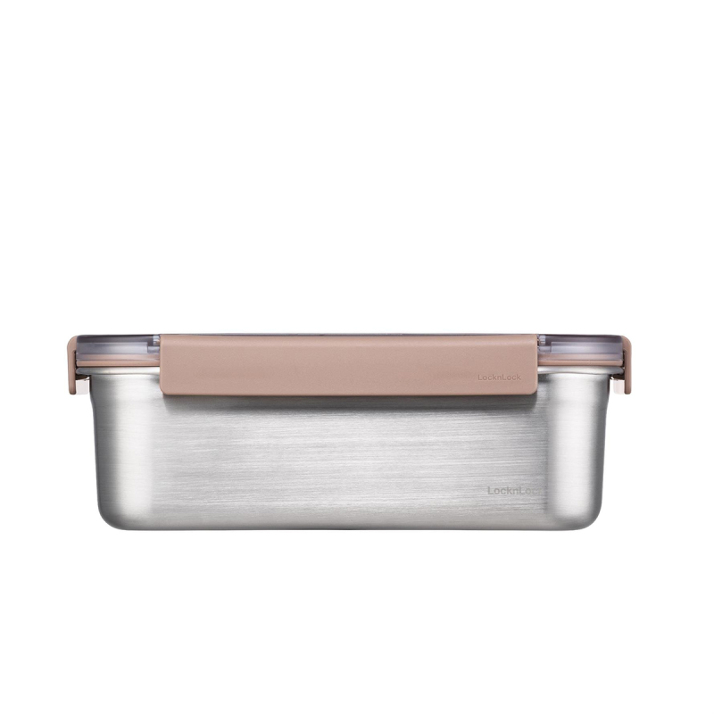 LocknLock Paslanmaz Çelik Fırın & Saklama Kabı Dörtgen Kilitli 2 Litre Kahverengi - 1