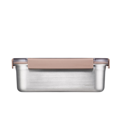 LocknLock Paslanmaz Çelik Fırın & Saklama Kabı Dörtgen Kilitli 2 Litre Kahverengi - LOCK&LOCK