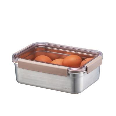 LocknLock Paslanmaz Çelik Fırın & Saklama Kabı Dörtgen Kilitli 2 Litre Kahverengi - 3