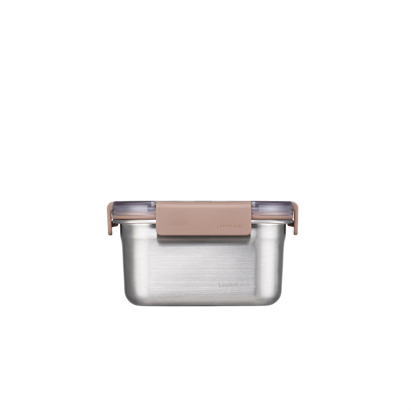 LocknLock Paslanmaz Çelik Fırın & Saklama Kabı Dörtgen Kilitli 520 ml Kahverengi - 1