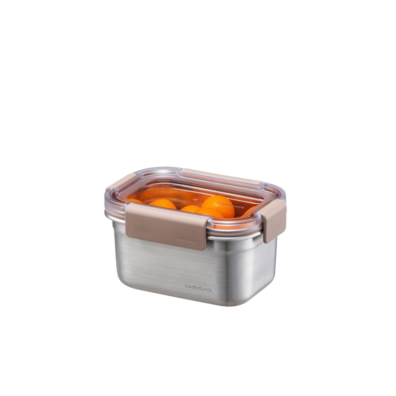 LocknLock Paslanmaz Çelik Fırın & Saklama Kabı Dörtgen Kilitli 520 ml Kahverengi - 3