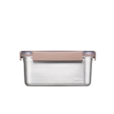 LocknLock Paslanmaz Çelik Fırın & Saklama Kabı Kare Kilitli 1.3 Litre Kahverengi - LOCK&LOCK