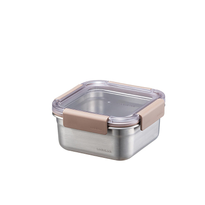 LocknLock Paslanmaz Çelik Fırın & Saklama Kabı Kare Kilitli 700 ml Kahverengi - 2