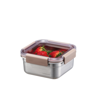LocknLock Paslanmaz Çelik Fırın & Saklama Kabı Kare Kilitli 700 ml Kahverengi - 3