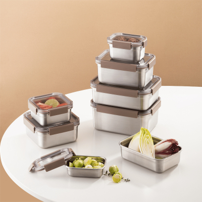 LocknLock Paslanmaz Çelik Fırın & Saklama Kabı Kare Kilitli 700 ml Kahverengi - 5