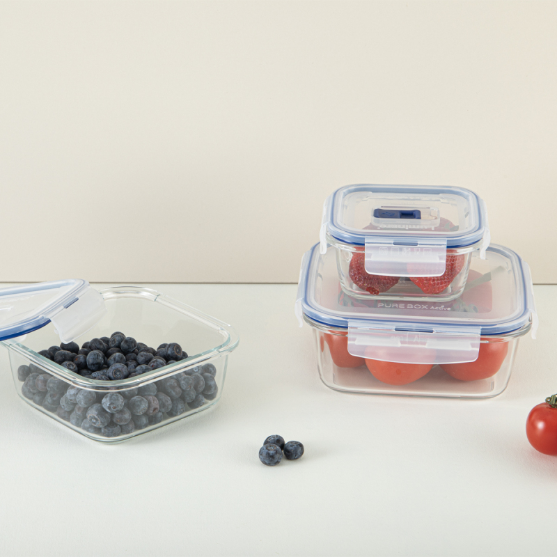 Luminarc Pure Active Kare Cam Saklama Kabı Seti 6 Parça - 1