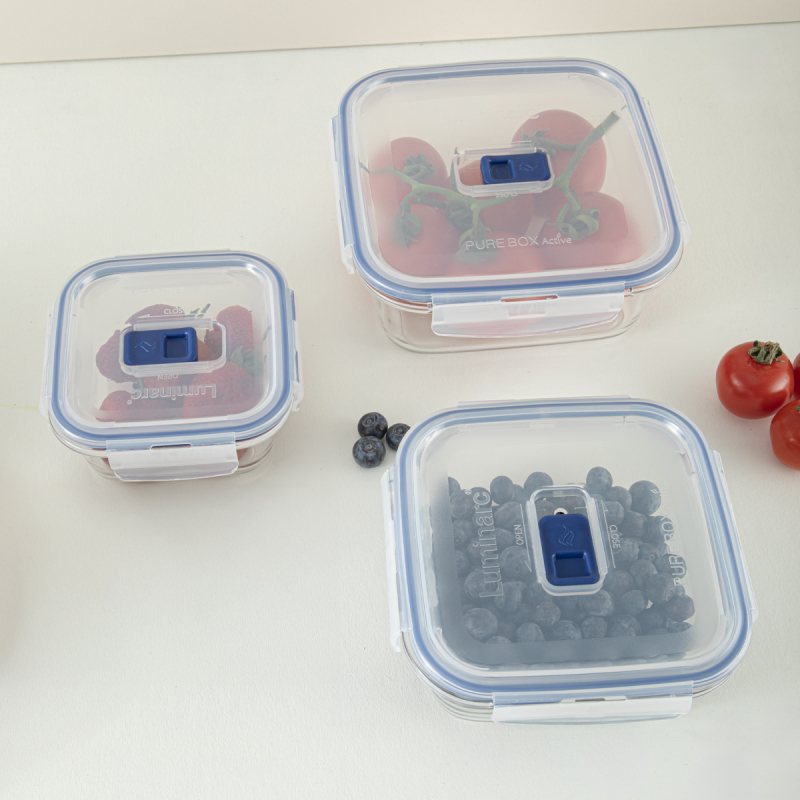 Luminarc Pure Active Kare Cam Saklama Kabı Seti 6 Parça - 4