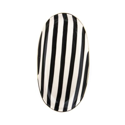 Marianna Black Tropic Orta Boy Kayık Tabak Çizgili - MARIANNA