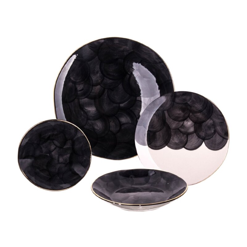 Marianna Bulut 24 Parça Yemek Seti Siyah - 1