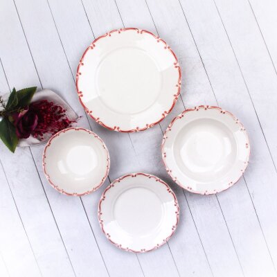 Marianna Dignity 24 Parça Yemek Takımı File Kırmızı - MARIANNA