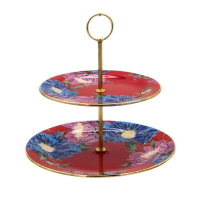 Marianna Flower Kırmızı Cam Katlı Kurabiyelik - MARIANNA