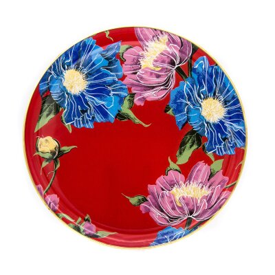 Marianna Flower Kırmızı Cam Tepsi - MARIANNA