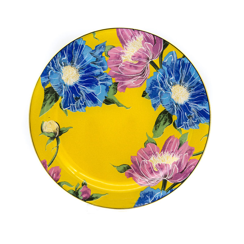 Marianna Flower Sarı Cam Servis Tabağı 3'lü - 1