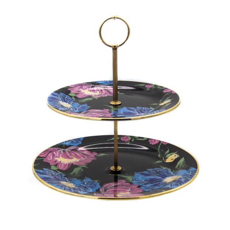 Marianna Flower Siyah Cam Katlı Kurabiyelik - 1