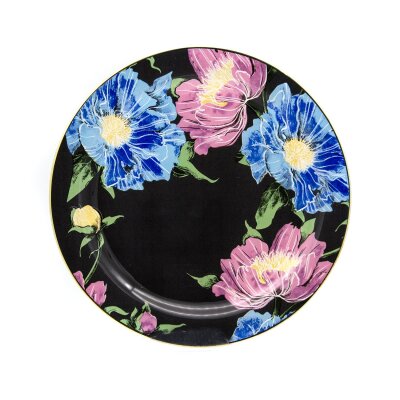 Marianna Flower Siyah Cam Servis Tabağı 3'lü - MARIANNA