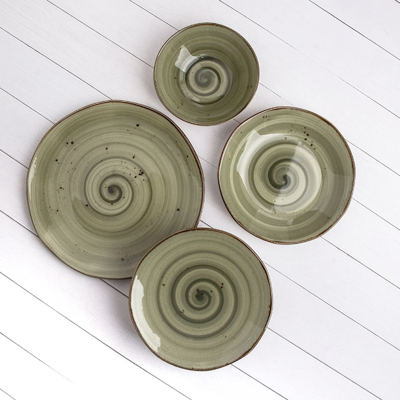 Marianna Reactive Organik Form Haki 24 Parça 6 Kişilik Yemek Takımı - MARIANNA