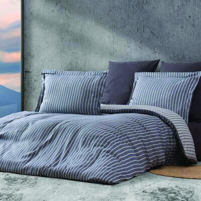 Maxstyle Bambu Çizgili Antrasit Tek Kişilik Nevresim Takımı - MAXSTYLE