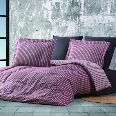 Maxstyle Bambu Çizgili Bordo Tek Kişilik Nevresim Takımı - MAXSTYLE