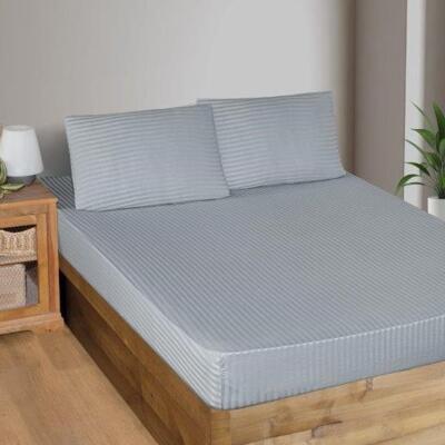 Maxstyle Fitted Saten Çift Kişilik Çarşaf + Yastık Kılıfı Gri - MAXSTYLE