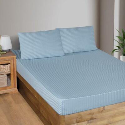 Maxstyle Fitted Saten Çift Kişilik Çarşaf + Yastık Kılıfı Mavi - MAXSTYLE