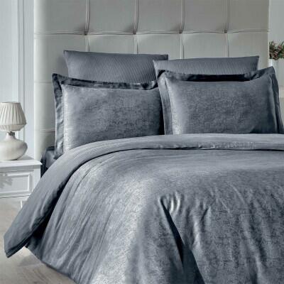 Maxstyle Jakarlı Reyka Antrasit Double Nevresim Takımı - MAXSTYLE