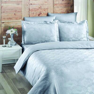 Maxstyle Jakarlı Saten Evgenia Gri Çift Kişilik Nevresim Takımı - MAXSTYLE