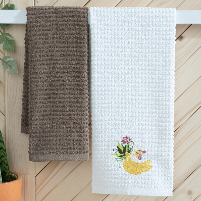 Maxstyle Pamuk Muz Desenli 2 Parça Mutfak Havlusu 40x60 cm - 1