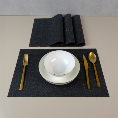 Maxstyle Shine Black 4 Parça Amerikan Servis 30x45 cm - 1