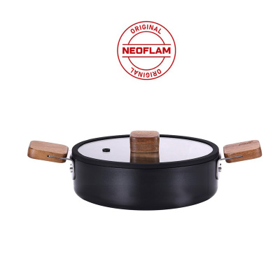 Neoflam Bien Black Indüksiyonlu 24 cm Sığ Tencere Akasya Ağacı Sap ve Kulplu - 5