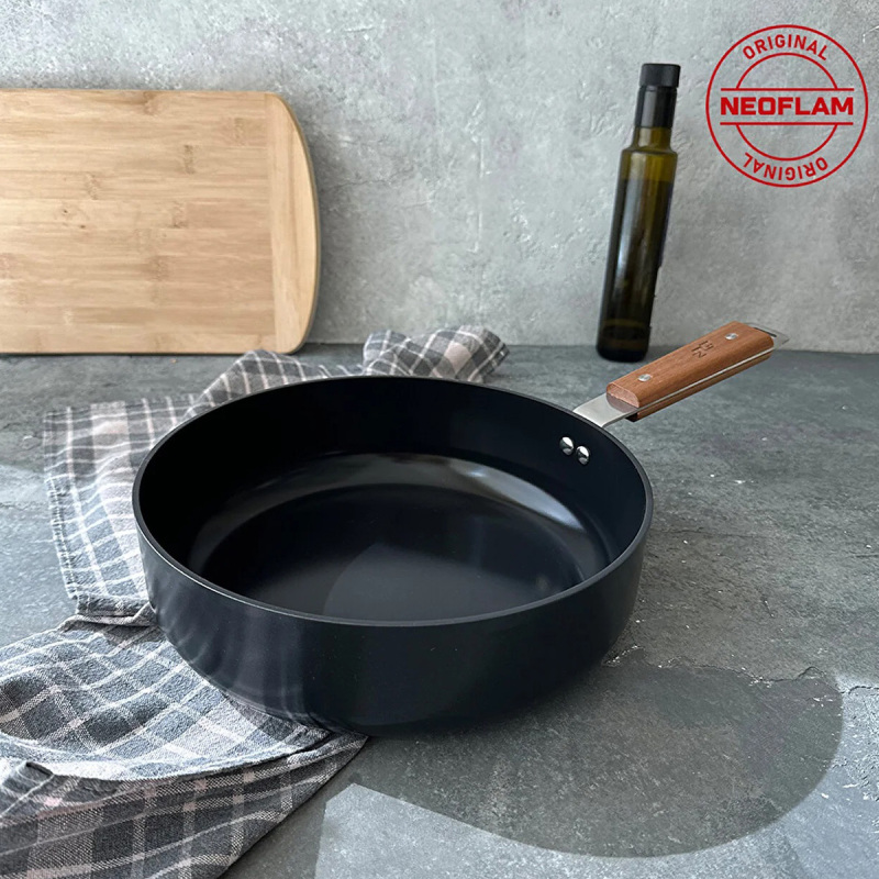 Neoflam Bien Black Indüksiyonlu 24 cm Wok Tava Akasya Ağacı Saplı - 3
