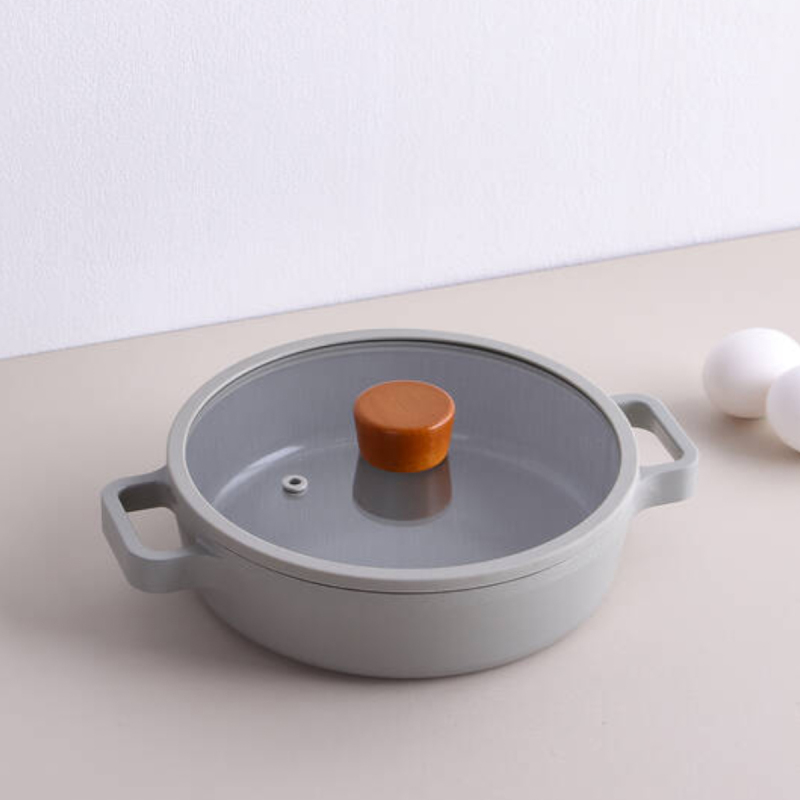 Neoflam Fika Alüminyum Gri Cam Kapaklı Döküm Sahan 20 Cm - 1