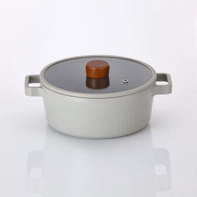 Neoflam Fika Alüminyum Gri Cam Kapaklı Döküm Tencere 18 Cm - NEOFLAM